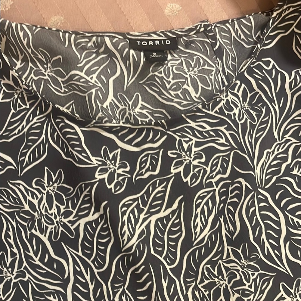 Torrid Black and White Floral Blouse